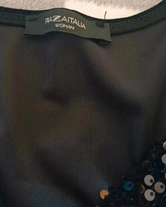 Mini abito paillettes e velluto nero TG XS
