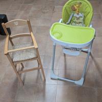 seggiolone prima pappa e seggiolone in legno
