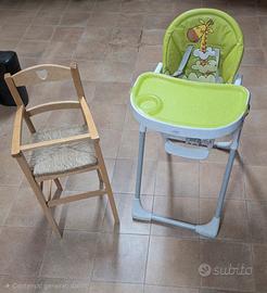 seggiolone prima pappa e seggiolone in legno