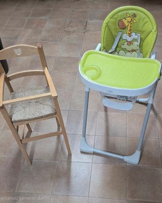 seggiolone prima pappa e seggiolone in legno