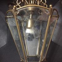 lampadario vetro e ottone