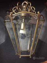 lampadario vetro e ottone
