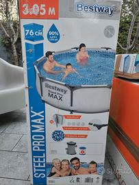 piscina bestway pro steel max + filtro acqua 