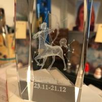 Sagittario cristallo con figura laser 3D