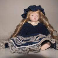 Elegante Bambolina in Porcellana  Vestito Blu