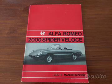 uso e manutenzione Alfa Romeo 2000 spider veloce
