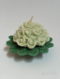 Candela Scultorea Vintage Bouquet di Rose - Nuova
