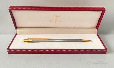 Penna Must de Cartier Acciaio Oro A Sfera Custodia