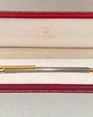 Penna Must de Cartier Acciaio Oro A Sfera Custodia