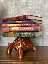 Tartaruga Reggi-Libri Scultorea in Finitura Bronzo