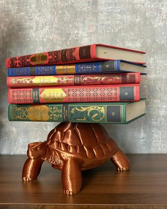 Tartaruga Reggi-Libri Scultorea in Finitura Bronzo