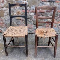 1 Sedia vintage legno rustica impagliata anni 60