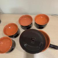 Servizio completo bagnacauda in terracotta  6 pezz