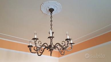 Lampadario Vintage in Bronzo Stile Classico Impero