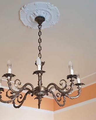 Lampadario Vintage in Bronzo Stile Classico Impero