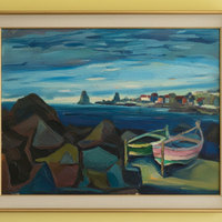 Antico dipinto Marina Siciliana Espressionista