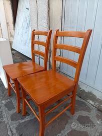 coppia sedie in legno massiccio rustiche/cucina