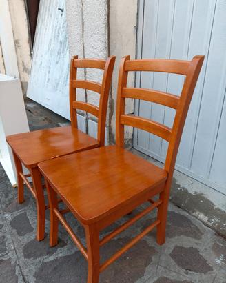 coppia sedie in legno massiccio rustiche/cucina