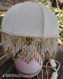 lampada vintage legno e perline 