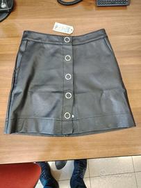 Gonna di pelle nera taglia S