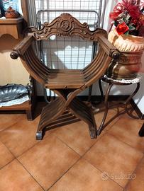 Sedia Savonarola pieghevole in legno