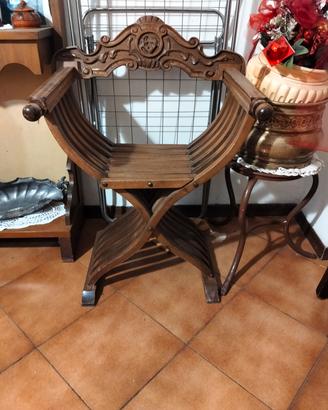 Sedia Savonarola pieghevole in legno