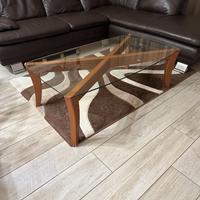 TAVOLO DA SOGGIORNO IN LEGNO E VETRO