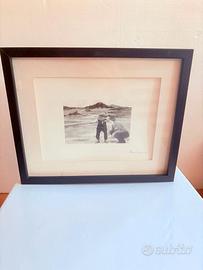 Disegno ad acquarello Firmata "Mens Fe" con cornic