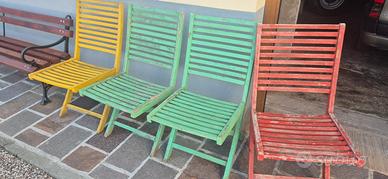  4 sedie in legno da giardino