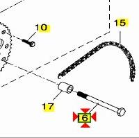 Perno ruota posteriore Yamaha DT50 1D4F53810000