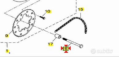 Perno ruota posteriore Yamaha DT50 1D4F53810000
