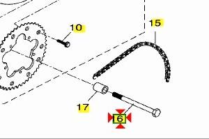 Perno ruota posteriore Yamaha DT50 1D4F53810000