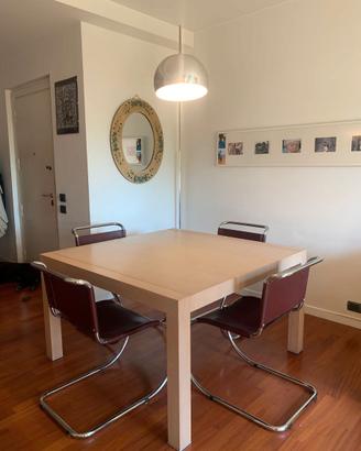 Tavolo quadrato in rovere allungabile + poltrone