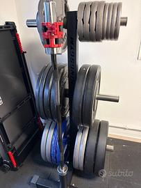Kit pesi Ghisa180kg+Rastrelliera+Bilanciere EZ