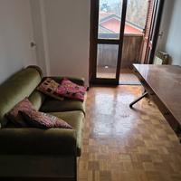 Divano vintage 2 posti in velluto verde legno
