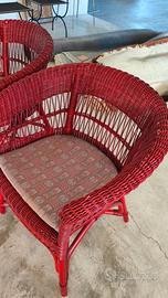 Set 4 Poltrone da esterno in midollino tinto