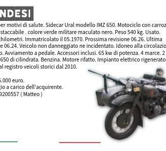 Sidecar Ural modello IMZ 650 motociclo.