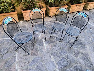 4 sedie pieghevoli in ferro stile bistrot