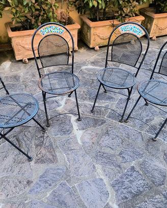 4 sedie pieghevoli in ferro stile bistrot