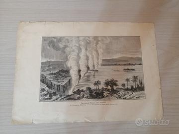 Antica stampa dell'800 "La Cascata Vittoria.." 