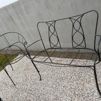 panchina e sedia da esterno in ferro pieno