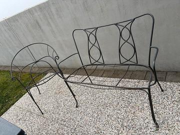 panchina e sedia da esterno in ferro pieno