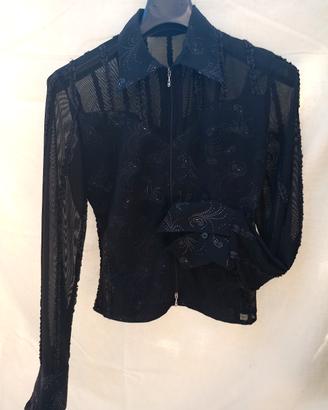 Camicia Nera Semitrasparente Donna , Vintage  2000