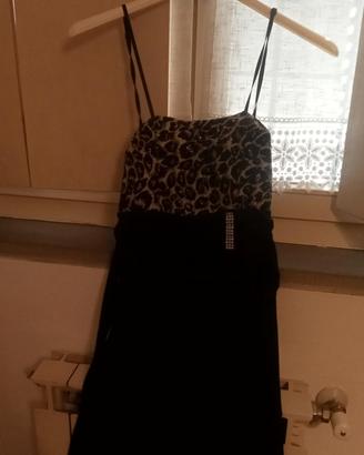 Vestito nero e leopardato brillantinato