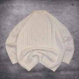 Maglione dolcevita Pull&Bear crema trecce knit