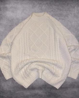 Maglione dolcevita Pull&Bear crema trecce knit