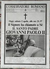 Quotidiano Osservatore Romano, Morte Papa Giovanni