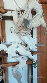 Statua Dragone Cinese Cemento Ceramica scultura