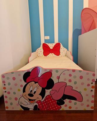 Lettino legno con contenitori e materasso Minnie