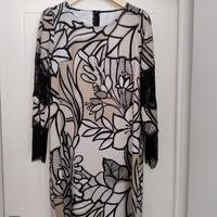 Abito Cannella fantasia floreale fondo beige tg 46
